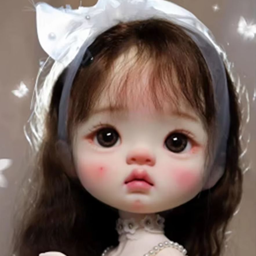 Beauty Makeup Girl - Tête de poupée en résine Amber